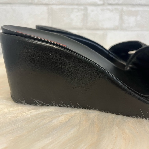 Prada Logo Open Toe Wedge Platform Slip Ons Size 38.5 - Picture 8 of 9
